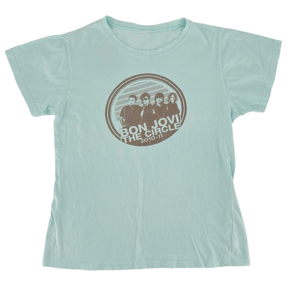 Bon Jovi The Circle World Tour tshirt 2010-2011 ladies aqua rare style
